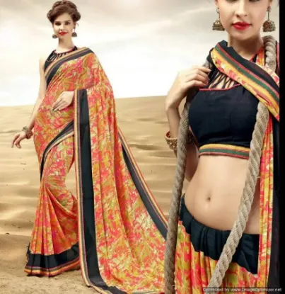 Picture of indian printed saree handmade style nylon silk fabric b