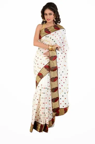 Picture of indian pure silk patola printed handmade beige saree dr