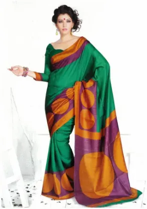 Picture of indian purple tussar silk sari traditional wedding wea,