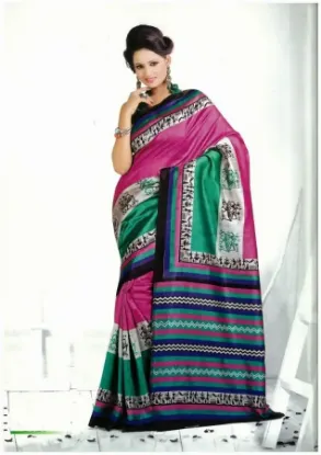 Picture of indian sari with blouse women party wear chiffon georg,