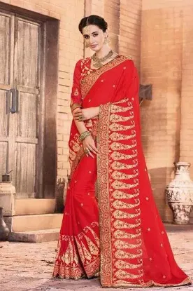 Picture of indian soft silk saree with blouse grand pallu jari do,