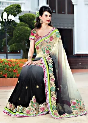 Picture of indian traditional khadi art silk saree with blouse ne,