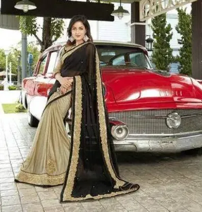 Picture of indian traditional party wear saree bandhani embroider,