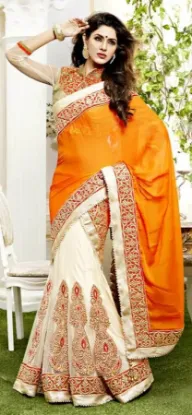 Picture of indian traditional party wear saree bandhani embroidere