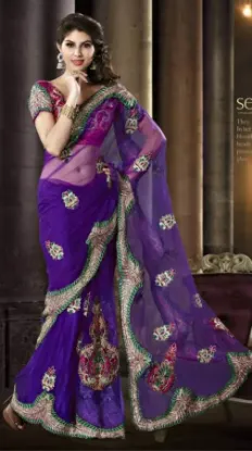 Picture of indian traditional sari with blouse pure cotton design,