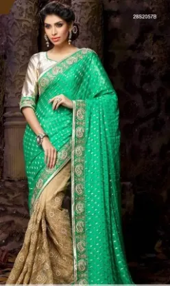 Picture of indian traditional sari women party wear embroidered ge