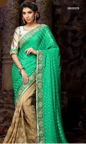 Picture of indian traditional sari women party wear embroidered ge