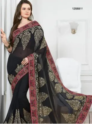 Picture of indian traditional women saree georgette fabric ethnic 