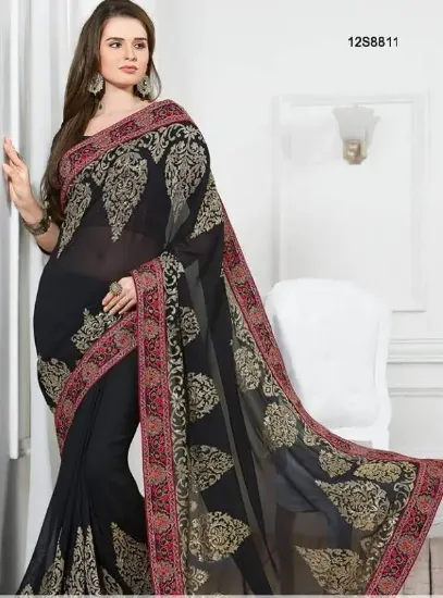 Picture of indian traditional women saree georgette fabric ethnic 