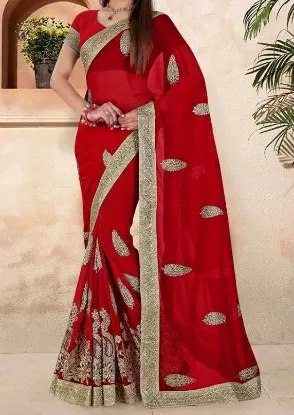 Picture of indian women designer pakistani art silk saree with bl,