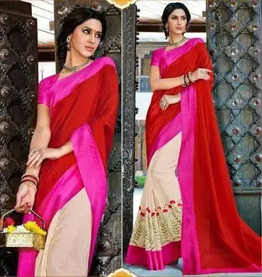 Picture of indian women saree elegant fashion handmade printed sil