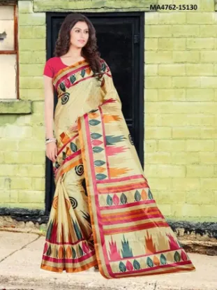 Picture of indiandesigner red printed border bollywood style sari,