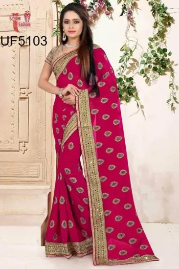 Picture of magenta traditional tassar silk saree pakistani self w,