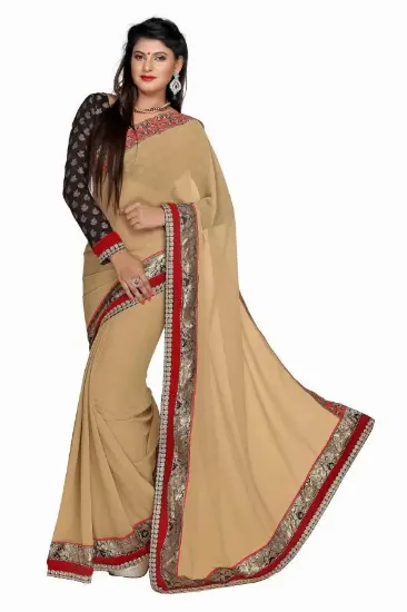 Picture of maroon soft silk saree with blouse grand pallu jari wo,