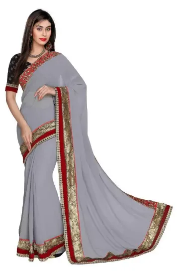 Picture of maroon soft silk saree with blouse grand pallu jari wo,