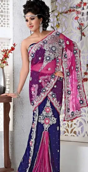 Picture of modest maxi gown cotton blend fancy resham zari work ba