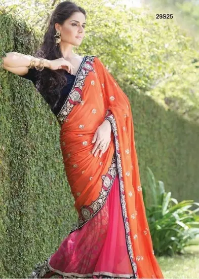 Picture of modest maxi gown design party wear indian full net sare