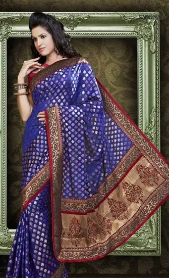 Picture of modest maxi gown listing blue soft silk saree grand pal