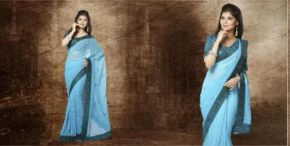 Picture of modest maxi gown listing indian designer sky blue embro