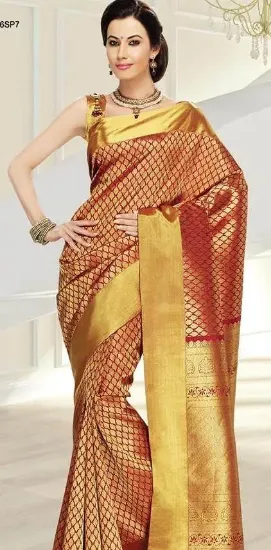 Picture of modest maxi gown listing indian traditional woven kanji