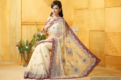 Picture of modest maxi gown listing ivory soft silk saree grand pa