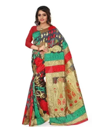 Picture of modest maxi gown maroon traditional art silk saree paki