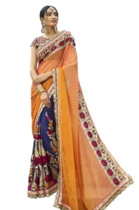 Picture of modest maxi gown pakistani indian banarasi silk saree w