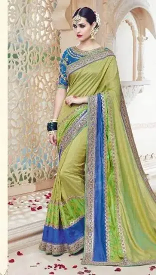 Picture of modest maxi gown pakistani indian banarasi silk saree w