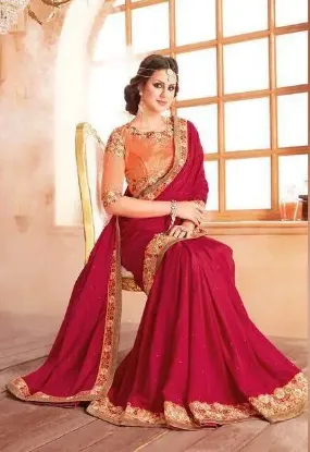 Picture of modest maxi gown saree georgette sequence work party we