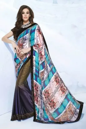 Picture of modest maxi gown saree indian designer fancy bridal wea