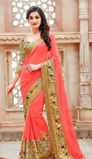 Picture of modest maxi gown silk cotton saree grand pallu full jar