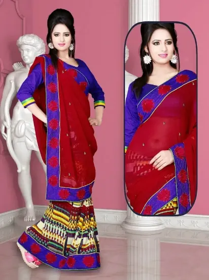 Picture of moroccan style outfit size printed saree georgette ligh