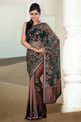 Picture of multi color designer printed border bollywood sari geo,