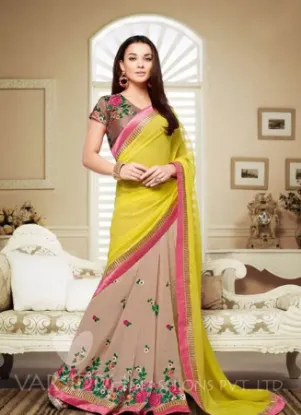 Picture of multi designer jacquard border bollywood sari banarasi 