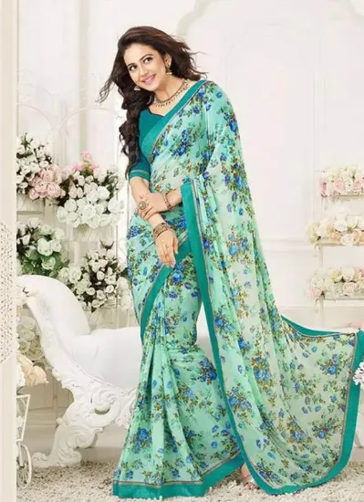 Picture of multi printed moroccan style outfit size chiffon saree 