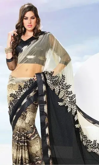 Picture of navy blue saree indian wedding events festival ethnic p