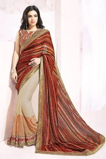 Picture of nice saree pakistani indian designer women orange preet