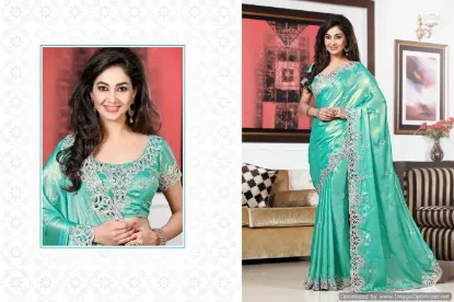 Picture of nw ethnic wedding shiny net sari saree dupatta traditi,