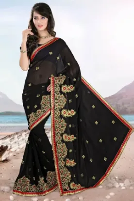 Picture of nw multi color smooth chiffon party wear print sari sa,