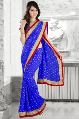 Picture of nw multi colour smooth chiffon party wear printed sari,