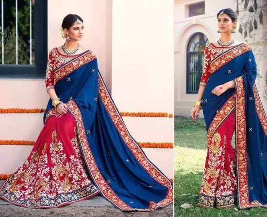 Picture of nylon georgette saree indian pakistani designer weddin,