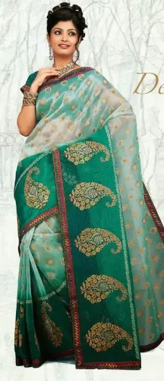 Picture of om handmade indian sari georgette & net hand embroidere