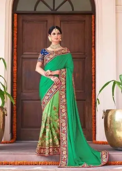 Picture of pakistani bollywood art silk saree indian festival bla,