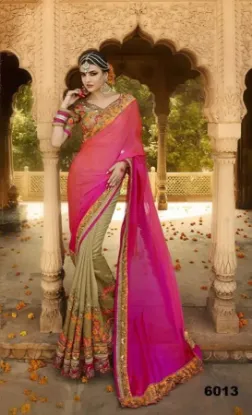 Picture of pakistani bollywood art silk saree indian festival wea,