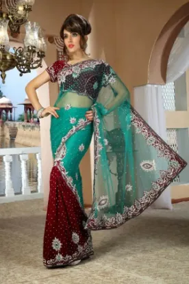 Picture of pakistani bollywood party wear sari-indian ethnic desi,