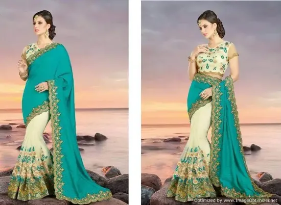 Picture of pakistani designer art silk saree indian festival wear,