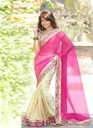 Picture of pakistani sari color traditional colorful ethnic design