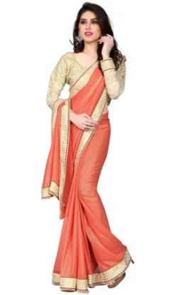 Picture of party wear bollywood saree ambroidery red saree bridal 