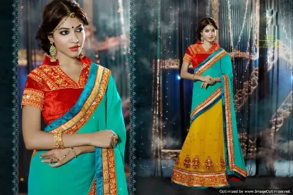 Picture of party wear ethnic bridal wedding sari indian bollywood,