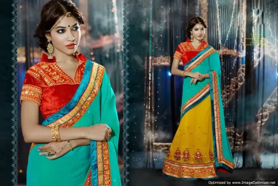 Picture of party wear ethnic bridal wedding sari indian bollywood,